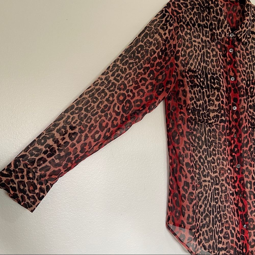 Equipment Signature Spotted Hyde Blouse Silk Med - Picture 3 of 9